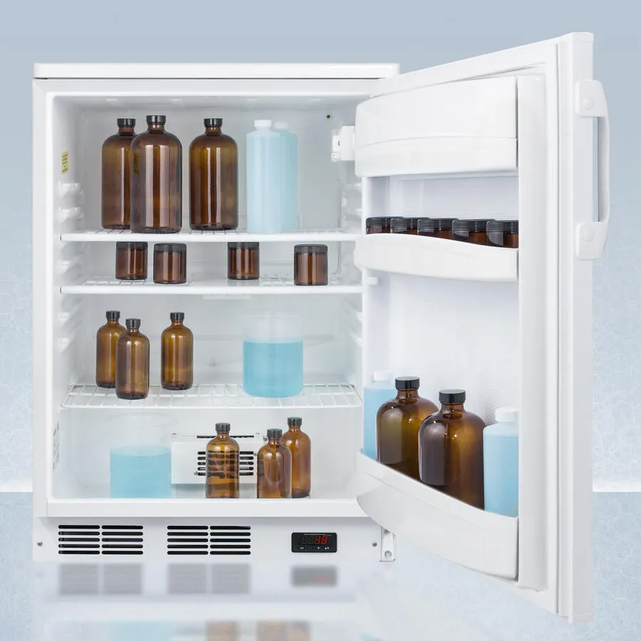 Summit FF6LPRO 24" Wide Auto Defrost All-Refrigerator With Lock, Digital Thermostat, Internal Fan, Door Storage, And Access Port For User-Provided Monitoring Equipment