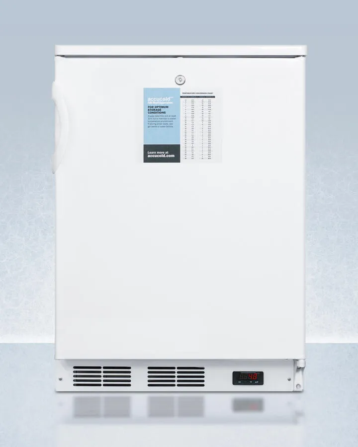 Summit FF6LPRO 24" Wide Auto Defrost All-Refrigerator With Lock, Digital Thermostat, Internal Fan, Door Storage, And Access Port For User-Provided Monitoring Equipment