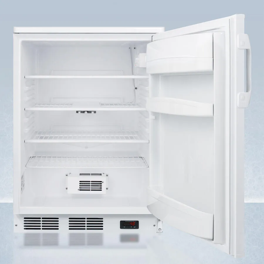 Summit FF6LPRO 24" Wide Auto Defrost All-Refrigerator With Lock, Digital Thermostat, Internal Fan, Door Storage, And Access Port For User-Provided Monitoring Equipment