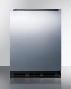 Summit FF7BKBISSHH Commercially Listed Built-In Undercounter All-Refrigerator For General Purpose Use, Auto Defrost W/Ss Wrapped Door, Horizontal Handle, And Black Cabinet
