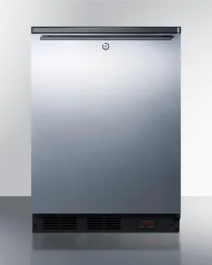 Summit FF7LBLBIPUBSSHH Commercially Approved Built-In Undercounter Craft Beer Pub Cellar With Digital Thermostat, Stainless Steel Door, Horizontal Handle, And Black Cabinet
