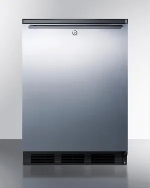 Summit FF7LBLBISSHH Commercially Listed Built-In Undercounter All-Refrigerator For General Purpose Use, Auto Defrost W/Ss Wrapped Door, Horizontal Handle, Lock, And Black Cabinet