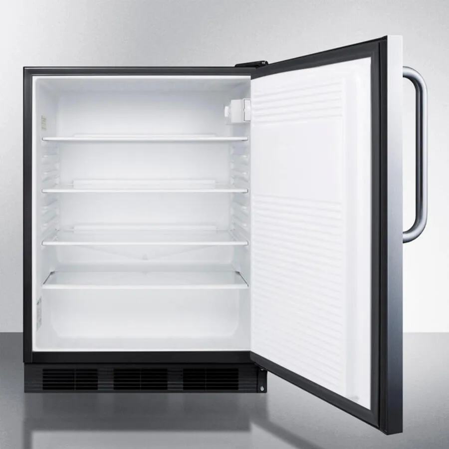 Summit FF7LBLCSSADA Ada Compliant Built-In Undercounter All-Refrigerator For General Purpose Or Commercial Use, Auto Defrost W/Ss Wrapped Exterior, Towel Bar Handle, And Lock