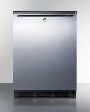 Summit FF7LBLSSHH Commercially Listed Freestanding All-Refrigerator For General Purpose Use, Auto Defrost W/Ss Wrapped Door, Horizontal Handle, Lock, And Black Cabinet