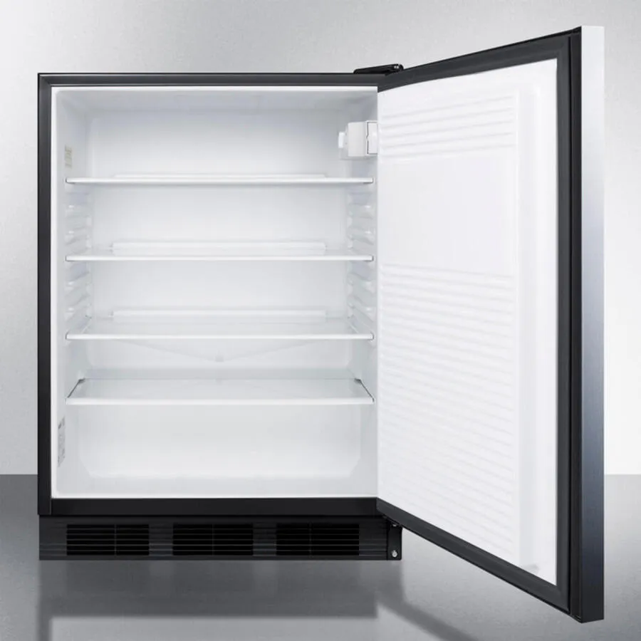 Summit FF7LBLSSHHADA Ada Compliant Commercial All-Refrigerator For Freestanding General Purpose Use, Auto Defrost W/Ss Door, Horizontal Handle, Lock, And Black Cabinet