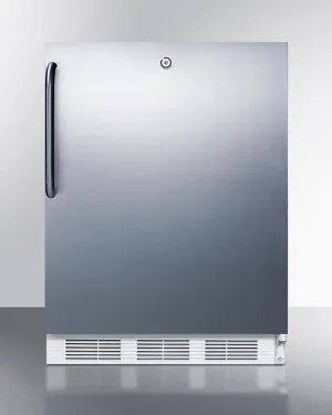 Summit FF7LWBISSTBADA Ada Compliant Built-In Undercounter All-Refrigerator For General Purpose Or Commercial Use, Auto Defrost W/Lock, Ss Door, Tb Handle, And White Cabinet