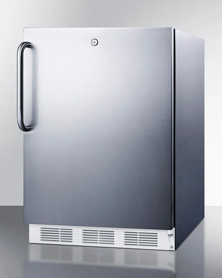 Summit FF7LWCSSADA Ada Compliant Built-In Undercounter All-Refrigerator For General Purpose Or Commercial Use, Auto Defrost W/Ss Wrapped Exterior, Towel Bar Handle, And Lock