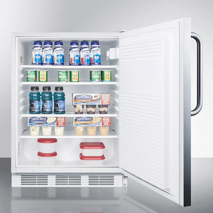 Summit FF7LWCSSADA Ada Compliant Built-In Undercounter All-Refrigerator For General Purpose Or Commercial Use, Auto Defrost W/Ss Wrapped Exterior, Towel Bar Handle, And Lock