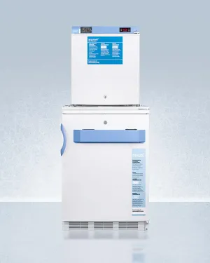 Summit FF7LWFS24LSTACKMED2 Stacked Combination Of Ff7Lwbimed2 Auto Defrost All-Refrigerator And Fs24Lmed2 Compact Manual Defrost All-Freezer, Both With Locks, Digital Controls, And Nist Calibrated Alarm/Thermometers