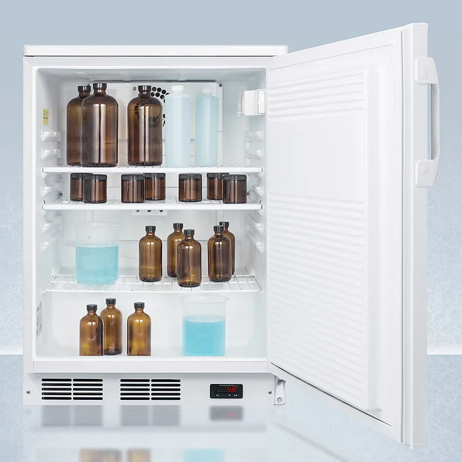 Summit FF7LWPLUS2 24" Wide Freestanding All-Refrigerator In White, Auto Defrost With A Lock, Nist Calibrated Thermometer, Digital Thermostat, And Internal Fan