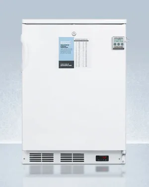 Summit FF7LWPLUS2 24" Wide Freestanding All-Refrigerator In White, Auto Defrost With A Lock, Nist Calibrated Thermometer, Digital Thermostat, And Internal Fan