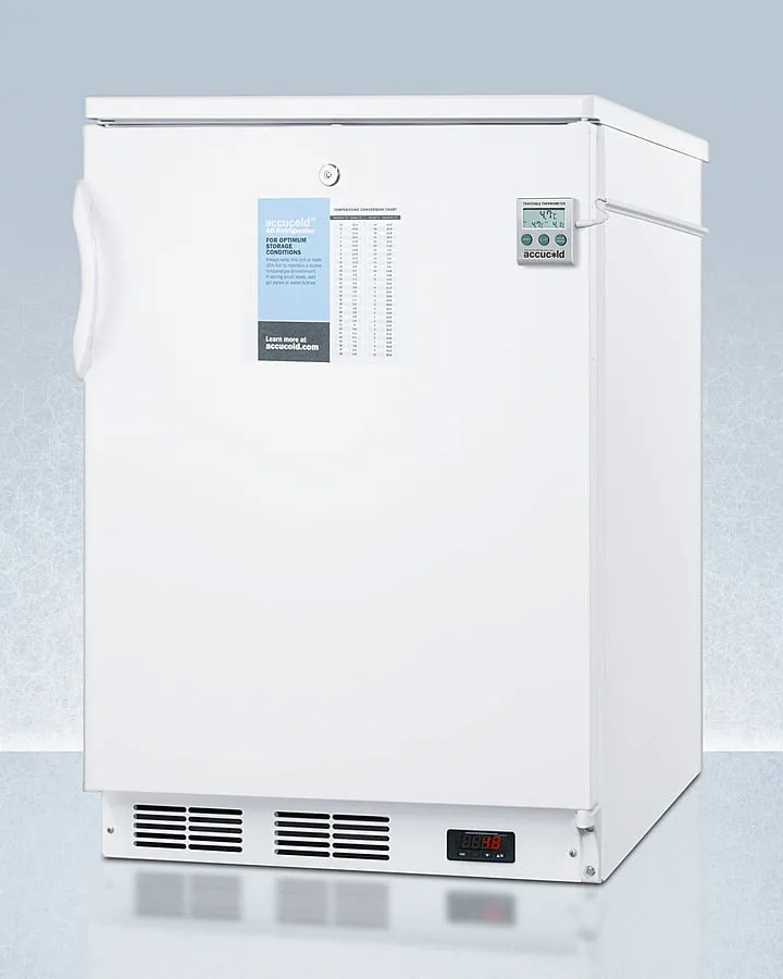 Summit FF7LWPLUS2 24" Wide Freestanding All-Refrigerator In White, Auto Defrost With A Lock, Nist Calibrated Thermometer, Digital Thermostat, And Internal Fan
