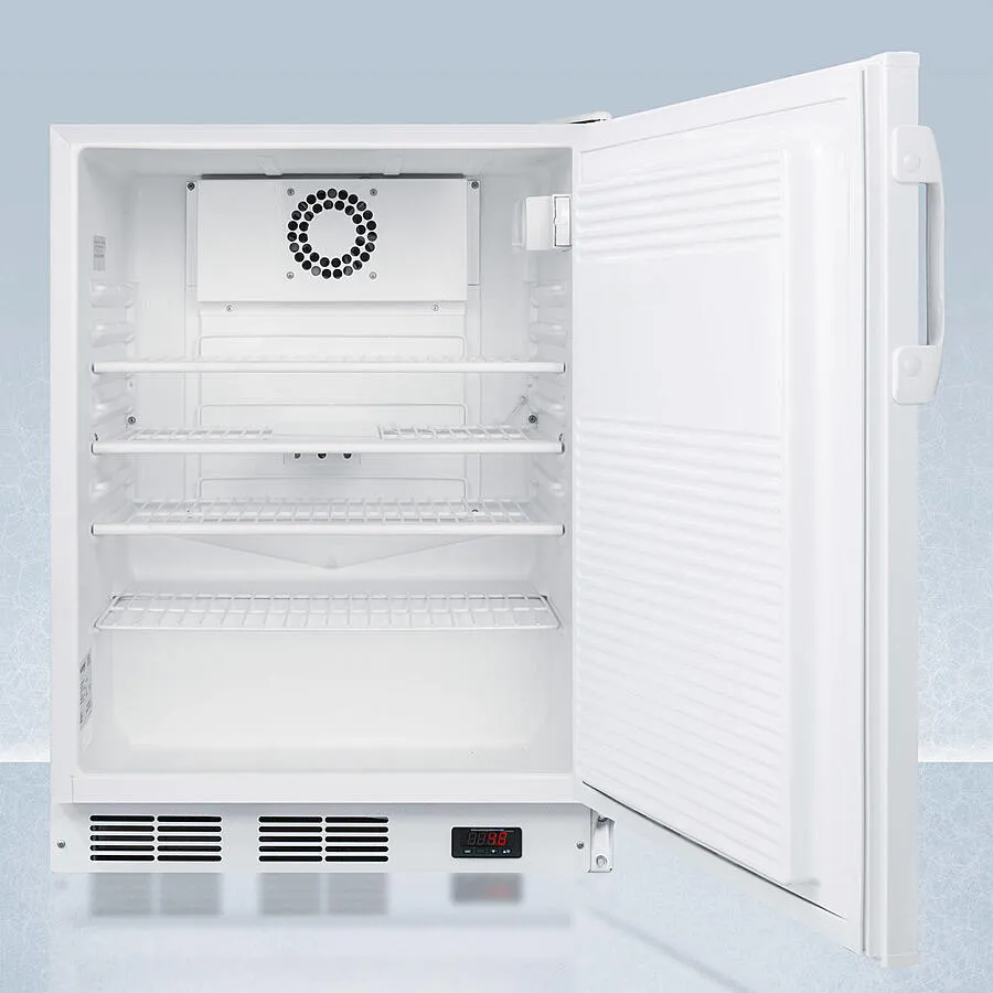 Summit FF7LWPLUS2ADA Ada Compliant 24" Wide Freestanding All-Refrigerator In White, Auto Defrost With A Lock, Nist Calibrated Thermometer, Digital Thermostat, And Internal Fan