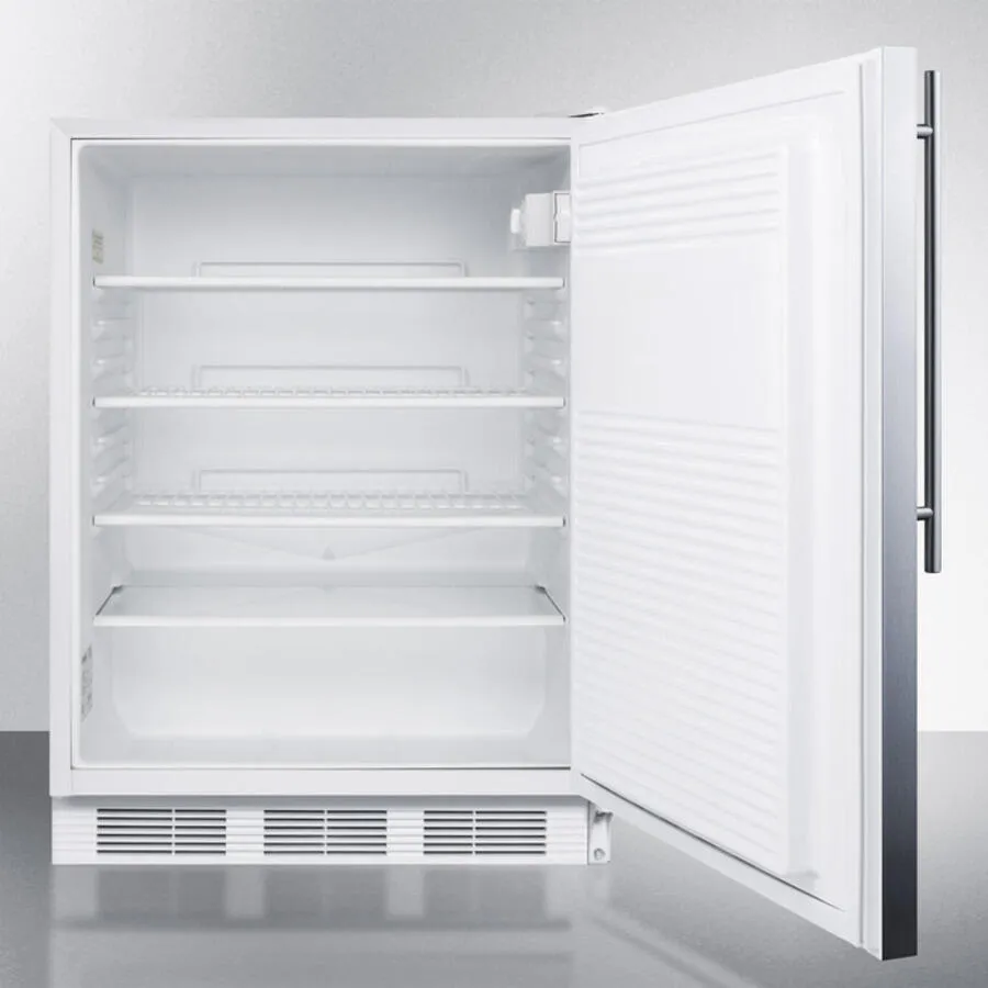 Summit FF7SSHVADA Ada Compliant Commercial All-Refrigerator For Freestanding General Purpose Use, Auto Defrost W/Ss Door, Thin Handle, And White Cabinet