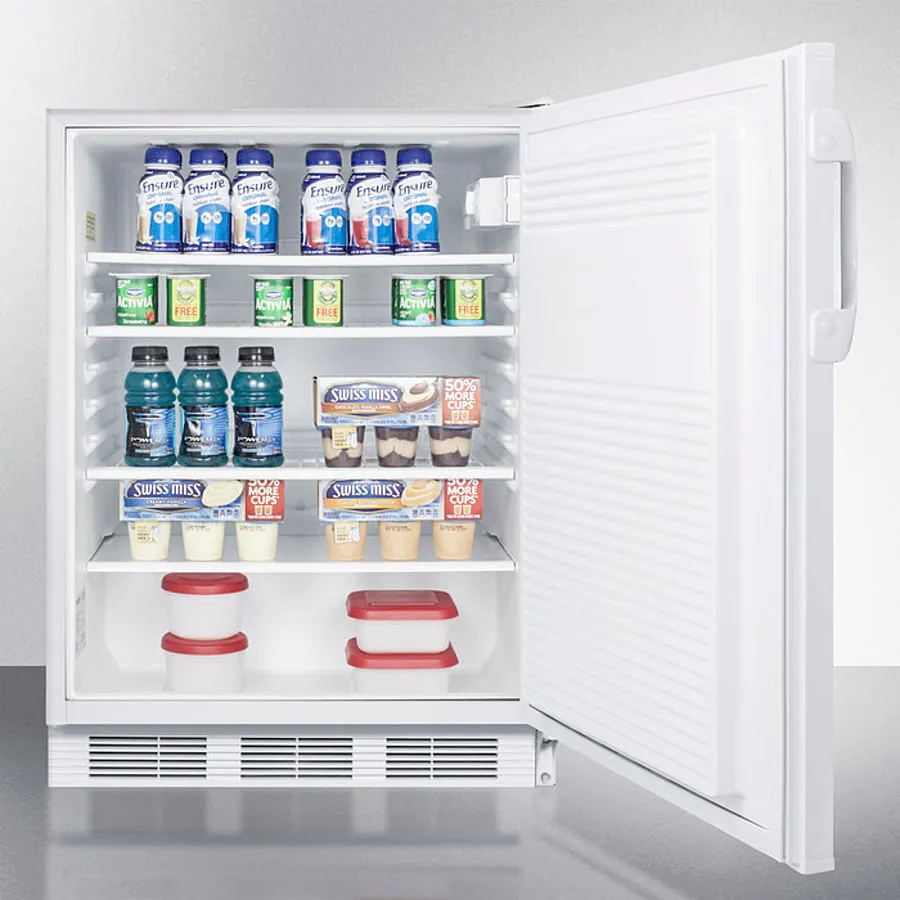 Summit FF7WADA Ada Compliant Commercial All-Refrigerator For Freestanding General Purpose Use, With Flat Door Liner, Auto Defrost Operation And White Exterior