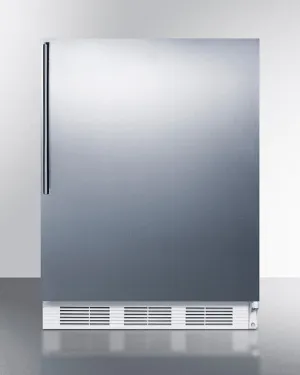 Summit FF7WBISSHV Commercially Listed Built-In Undercounter All-Refrigerator For General Purpose Use, Auto Defrost W/Ss Wrapped Door, Thin Handle, And White Cabinet