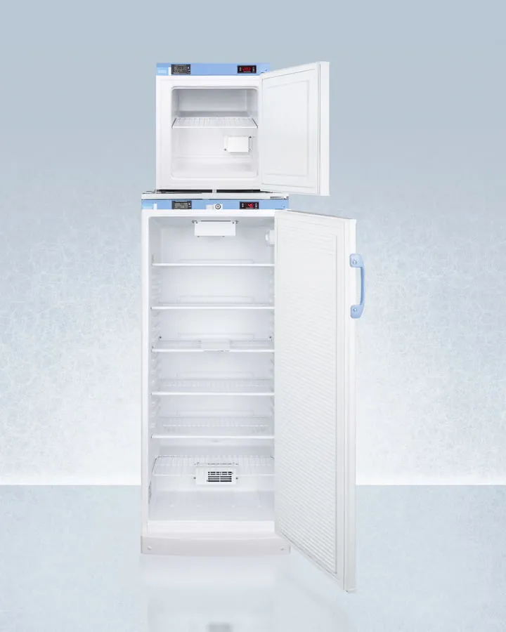 Summit FFAR10FS24LSTACKMED2 Stacked Combination Of Ffar10Med2 Auto Defrost All-Refrigerator And Fs24Lmed2 Compact Manual Defrost All-Freezer, Both With Locks, Digital Controls, And Nist Calibrated Alarm/Thermometers