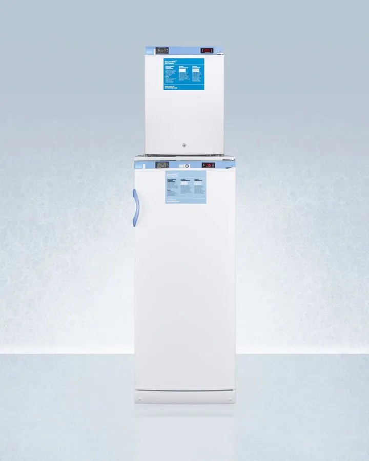 Summit FFAR10FS30LSTACKMED2 Stacked Combination Of Ffar10Med2 Auto Defrost All-Refrigerator And Fs30Lmed2 Compact Manual Defrost All-Freezer, Both With Locks, Digital Controls, And Nist Calibrated Alarm/Thermometers