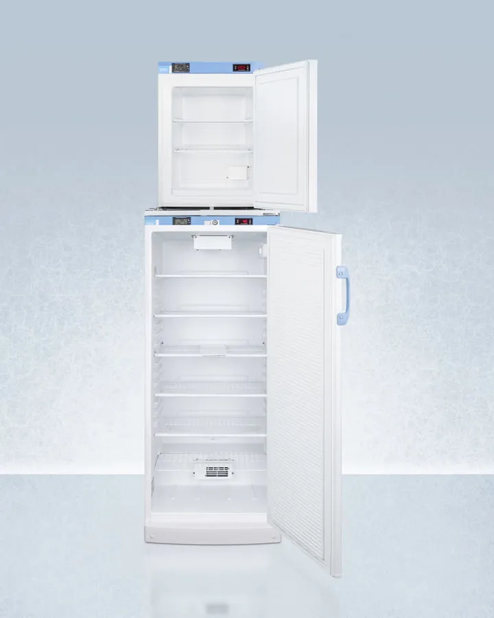 Summit FFAR10FS30LSTACKMED2 Stacked Combination Of Ffar10Med2 Auto Defrost All-Refrigerator And Fs30Lmed2 Compact Manual Defrost All-Freezer, Both With Locks, Digital Controls, And Nist Calibrated Alarm/Thermometers