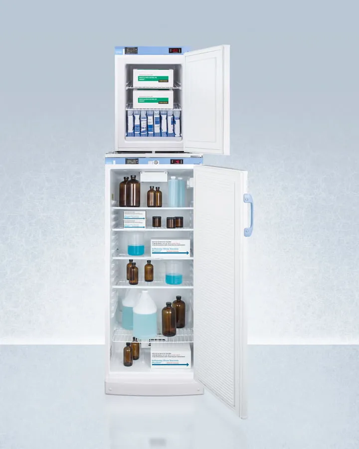 Summit FFAR10FS30LSTACKMED2 Stacked Combination Of Ffar10Med2 Auto Defrost All-Refrigerator And Fs30Lmed2 Compact Manual Defrost All-Freezer, Both With Locks, Digital Controls, And Nist Calibrated Alarm/Thermometers