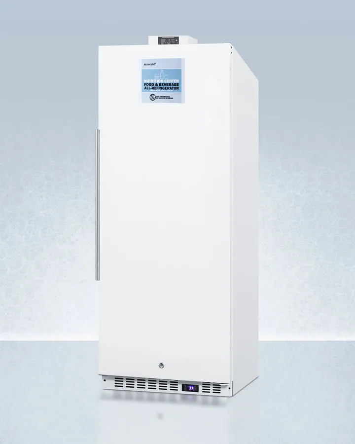 Summit FFAR12WNZ Commercially Approved 10.1 Cu.Ft. Nutrition Center Series All-Refrigerator With Stainless Steel Door, Front Lock, And Nist Calibrated Digital Temperature Display