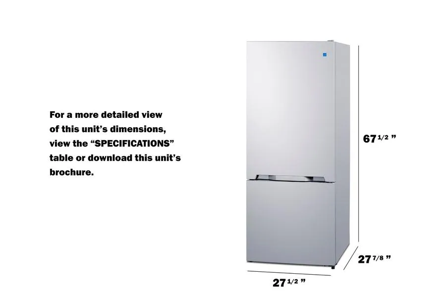 Summit FFBF151W 28" Wide Bottom Mount Refrigerator-Freezer