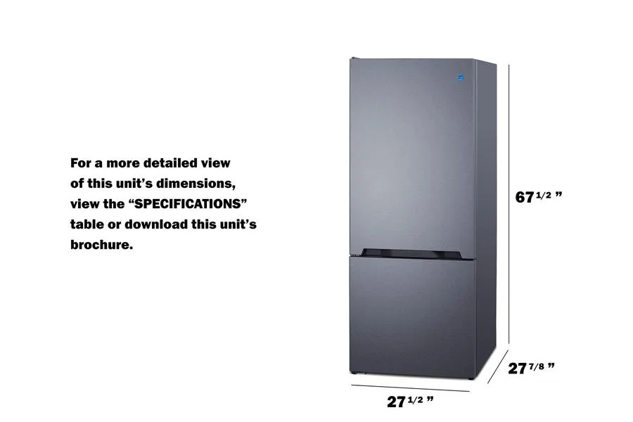 Summit FFBF154SSLHD 28" Wide Bottom Mount Refrigerator-Freezer