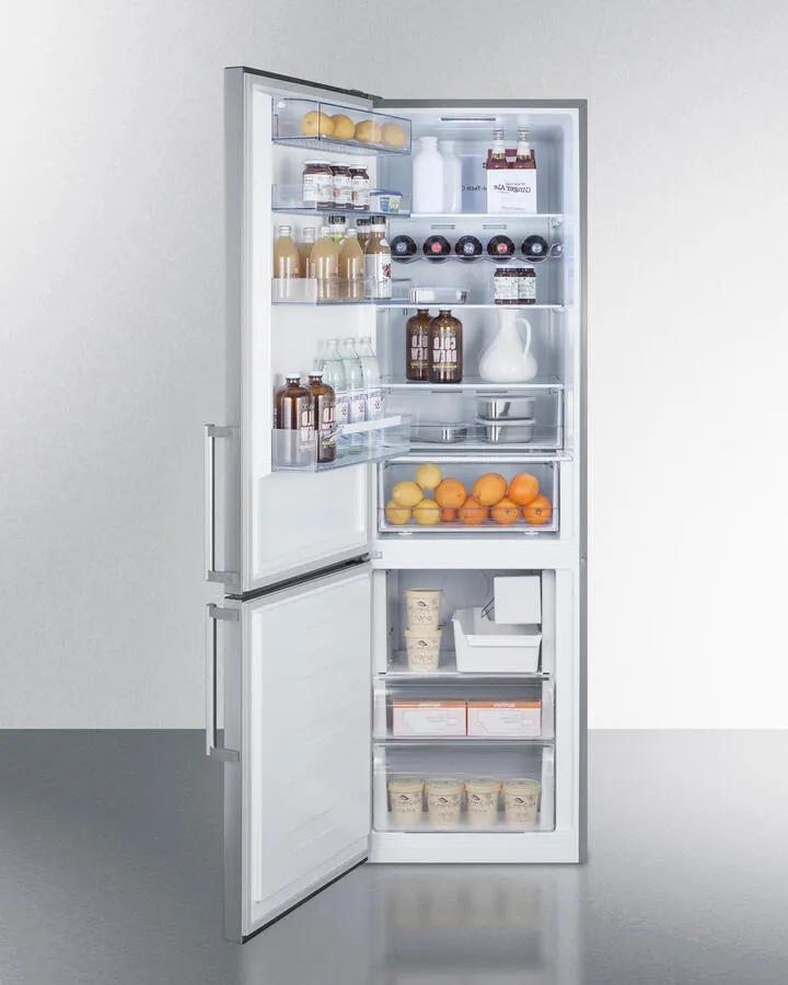 Summit FFBF192SSBIIMLHD 24" Wide Built-In Bottom Freezer Refrigerator With Icemaker