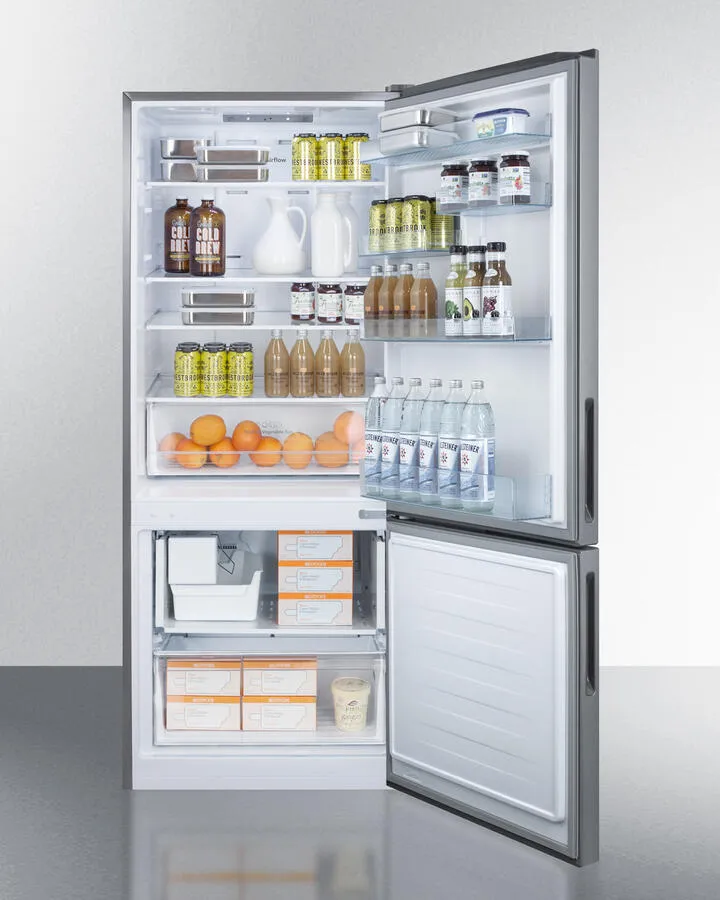 Summit FFBF279SSBIIM 28" Wide Built-In Bottom Freezer Refrigerator With Icemaker