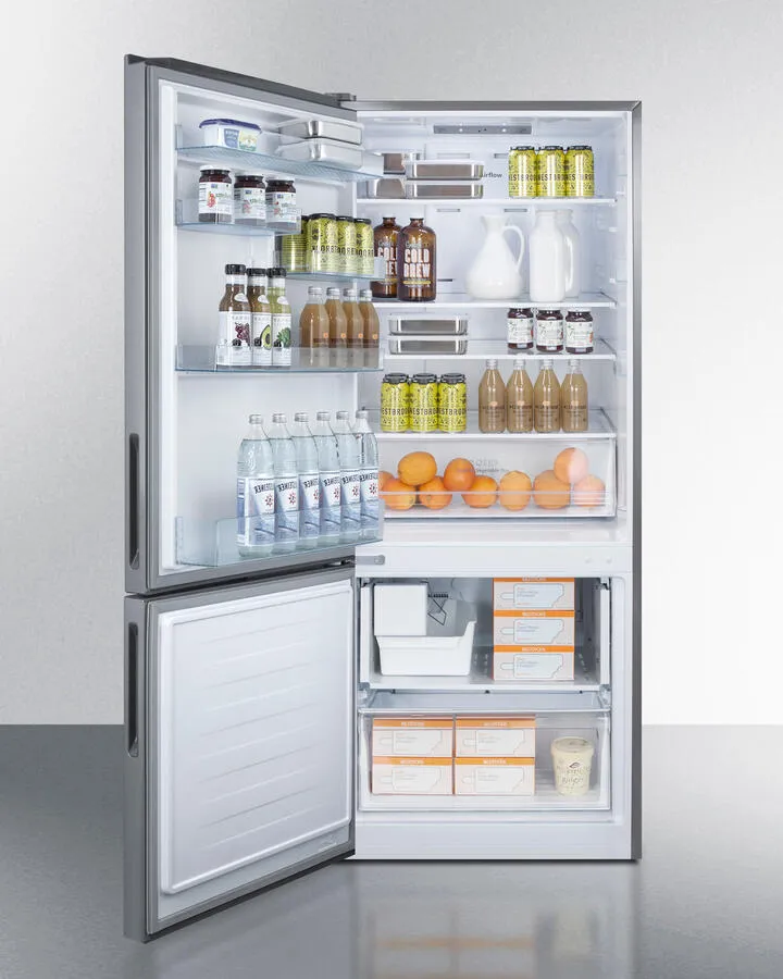 Summit FFBF279SSBIIMLHD 28" Wide Built-In Bottom Freezer Refrigerator With Icemaker
