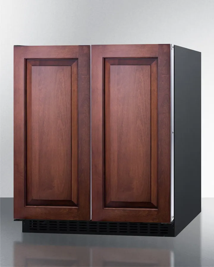 Summit FFRF3070BIF Frost-Free Side-By-Side Refrigerator-Freezer For Built-In Or Freestanding Use With Black Cabinet, Panel-Ready Doors, And Digital Controls
