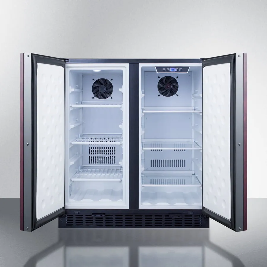 Summit FFRF3070BIF Frost-Free Side-By-Side Refrigerator-Freezer For Built-In Or Freestanding Use With Black Cabinet, Panel-Ready Doors, And Digital Controls
