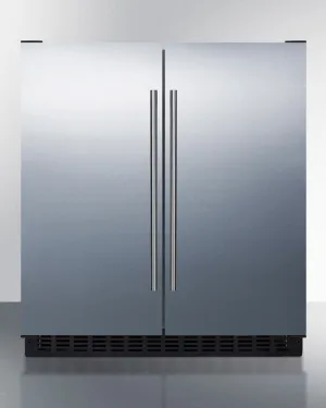 Summit FFRF3075WCSS Frost-Free Side-By-Side Refrigerator-Freezer For Built-In Or Freestanding Use Wrapped Stainless Steel Exterior And Digital Controls