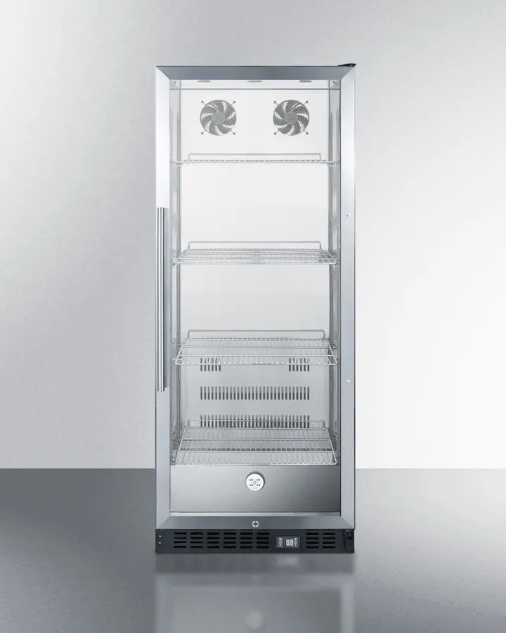 Summit SCR1156 Commercial Beverage Merchandiser Designed For The Display And Refrigeration Of Beverages And Sealed Food, With 11 Cu.Ft. Capacity, Ss Interior, Self-Closing Door, And A Digital Thermostat