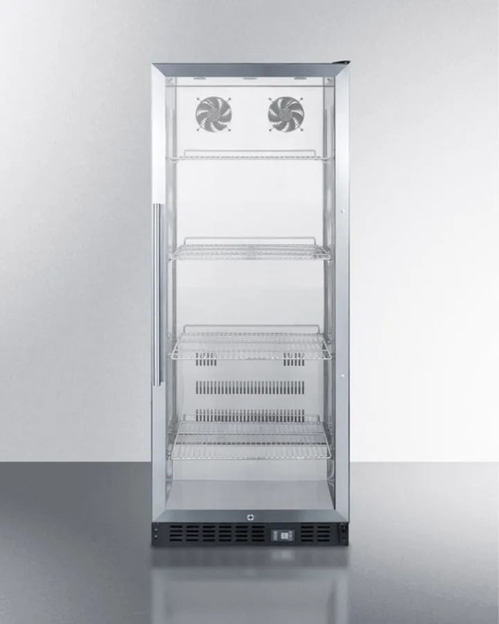 Summit SCR1156 Commercial Beverage Merchandiser Designed For The Display And Refrigeration Of Beverages And Sealed Food, With 11 Cu.Ft. Capacity, Ss Interior, Self-Closing Door, And A Digital Thermostat