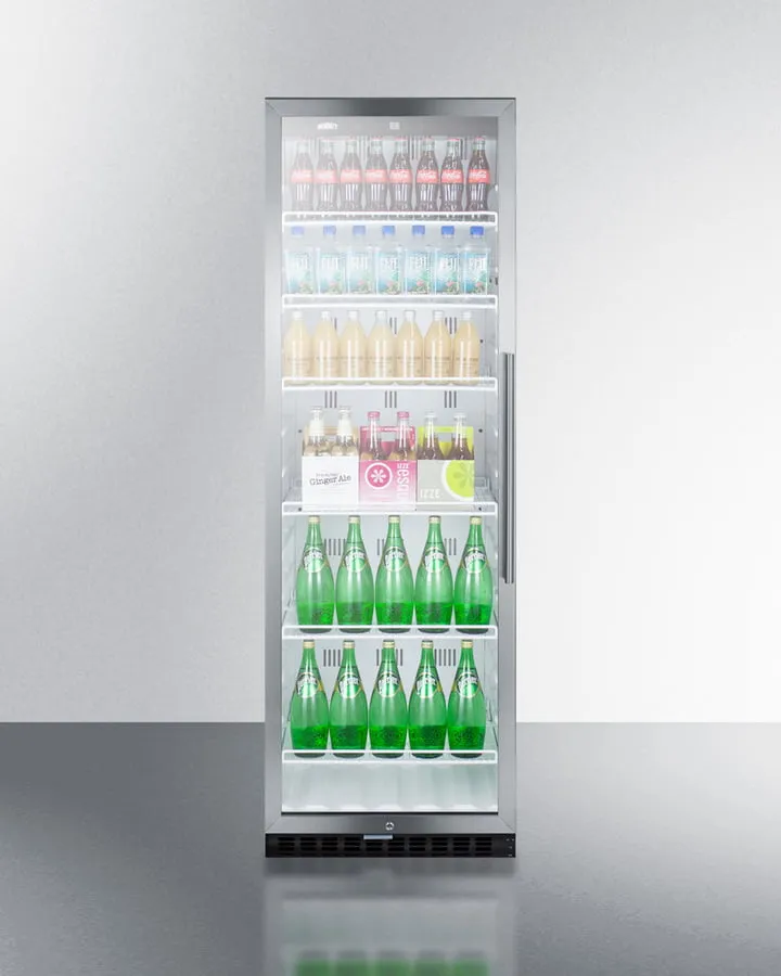 Summit SCR1400WLHCSS Commercial Beverage Merchandiser With 12.6 Cu.Ft. Capacity, Digital Thermostat, Self-Closing Door, And Stainless Steel Cabinet; Replaces Scr1400Css