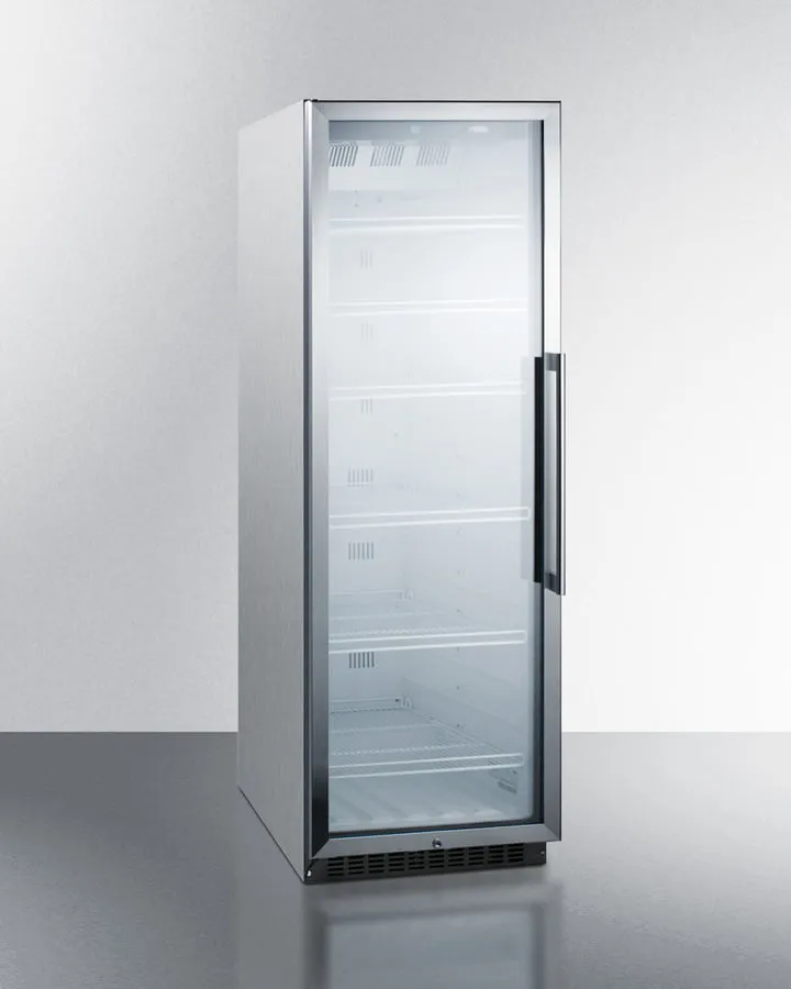 Summit SCR1400WLHCSS Commercial Beverage Merchandiser With 12.6 Cu.Ft. Capacity, Digital Thermostat, Self-Closing Door, And Stainless Steel Cabinet; Replaces Scr1400Css