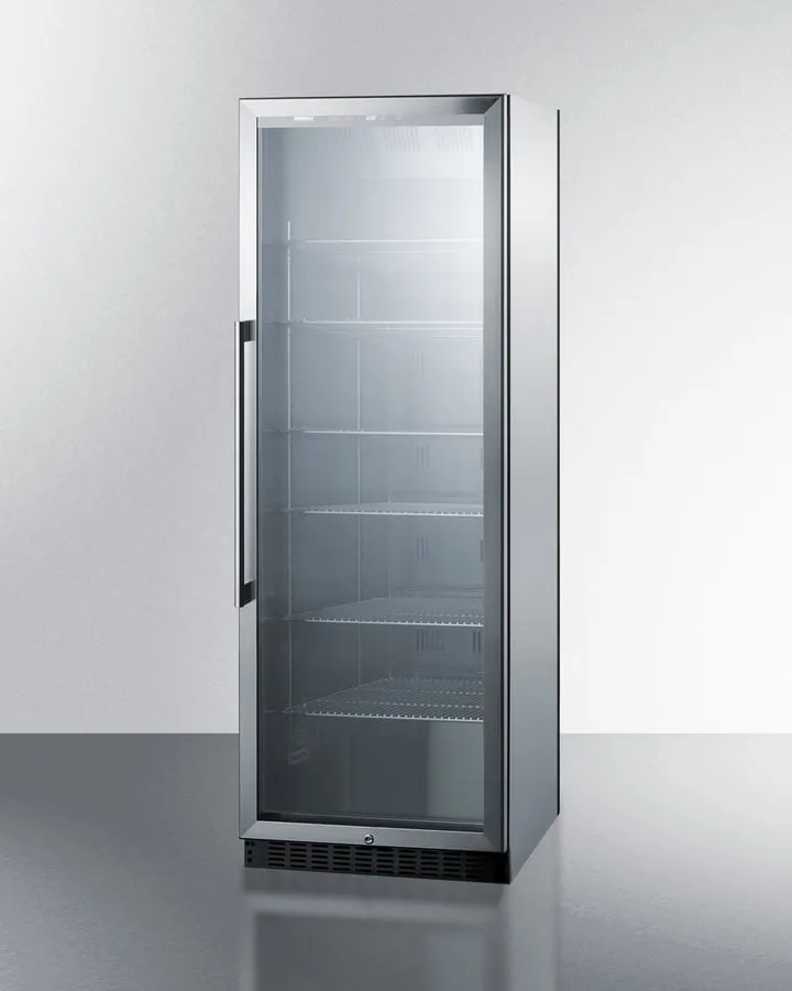Summit SCR1401CSS Full-Size Commercial Beverage Center With Stainless Steel Interior, Self-Closing Glass Door, And Stainless Steel Wrapped Cabinet