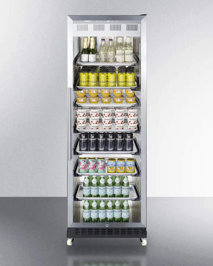 Summit SCR1401RICSS 24" Wide Mini Reach-In Beverage Center With Dolly