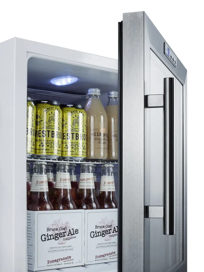 Summit SCR215LBICSS Commercially Approved Built-In Capable Glass Door Refrigerator With Digital Thermostat And Stainless Steel Wrapped Cabinet