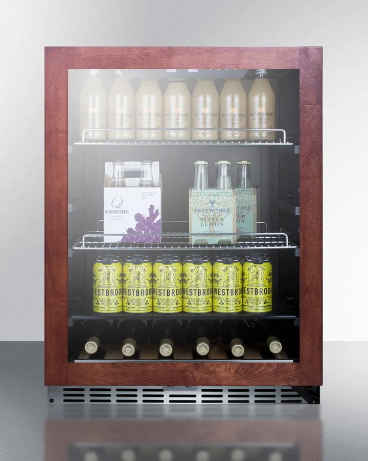 Summit SCR2466PNR Built-In Undercounter Beverage Refrigerator With Glass Door With Panel-Ready Frame, Digital Controls, And Black Cabinet