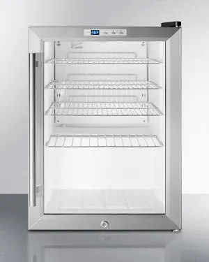 Summit SCR312LBICSS Compact Commercial Beverage Center For Built-In Or Freestanding Use, With Glass Door, Stainless Steel Cabinet, And Digital Thermostat