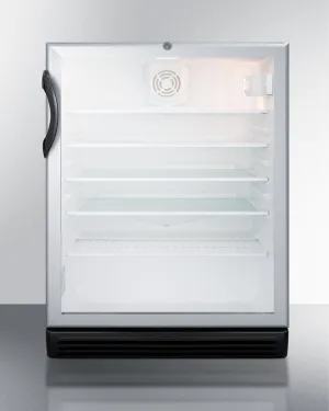 Summit SCR600BGLADA Commercially Listed Ada Compliant 5.5 Cu.Ft. Freestanding Beverage Center In A 24" Footprint, With Black Cabinet, Glass Door, And Lock