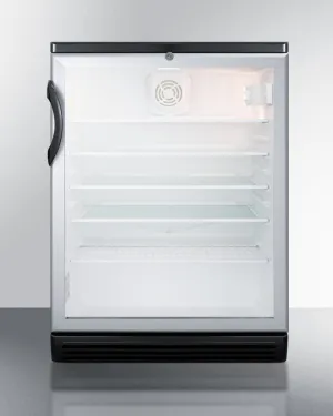 Summit SCR600BGLBI Commercially Listed 5.5 Cu.Ft. Built-In Undercounter Beverage Center In A 24" Footprint, With Black Cabinet, Glass Door, And Lock