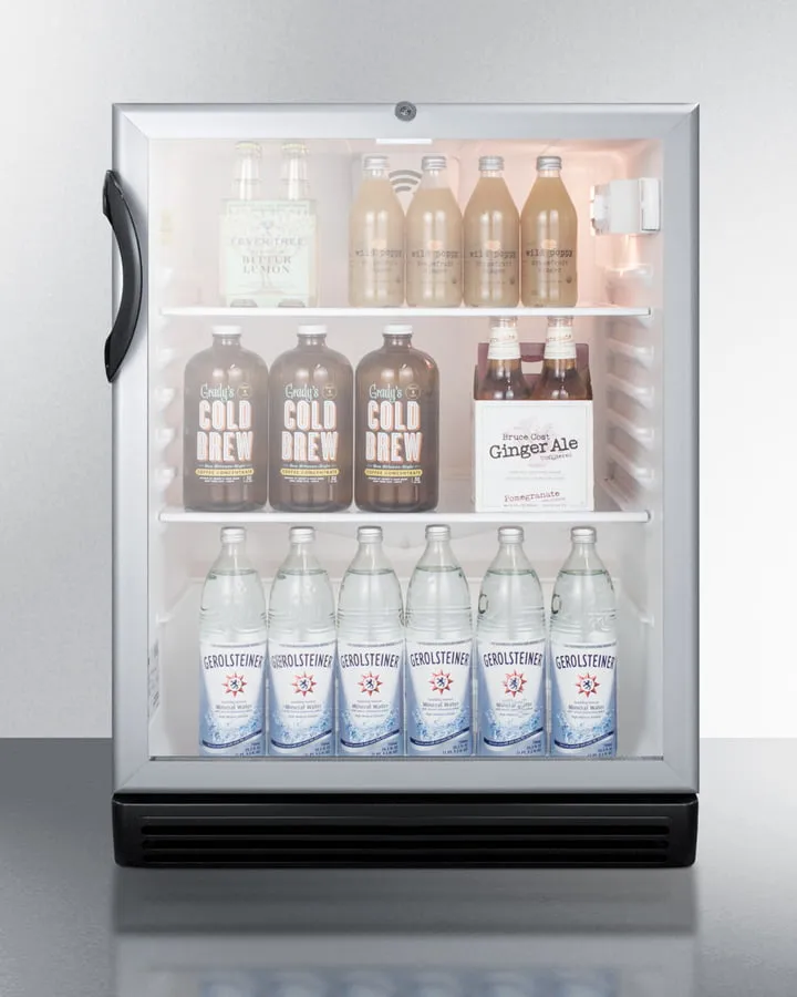 Summit SCR600BGLBIADA Commercially Listed Ada Compliant Built-In Undercounter Beverage Center With Black Cabinet, Glass Door, And Lock