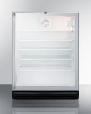 Summit SCR600BGLBISHADA Commercially Listed Ada Compliant Built-In Undercounter Beverage Center With Black Cabinet, Glass Door, Full-Length Towel Bar Handle, And Lock