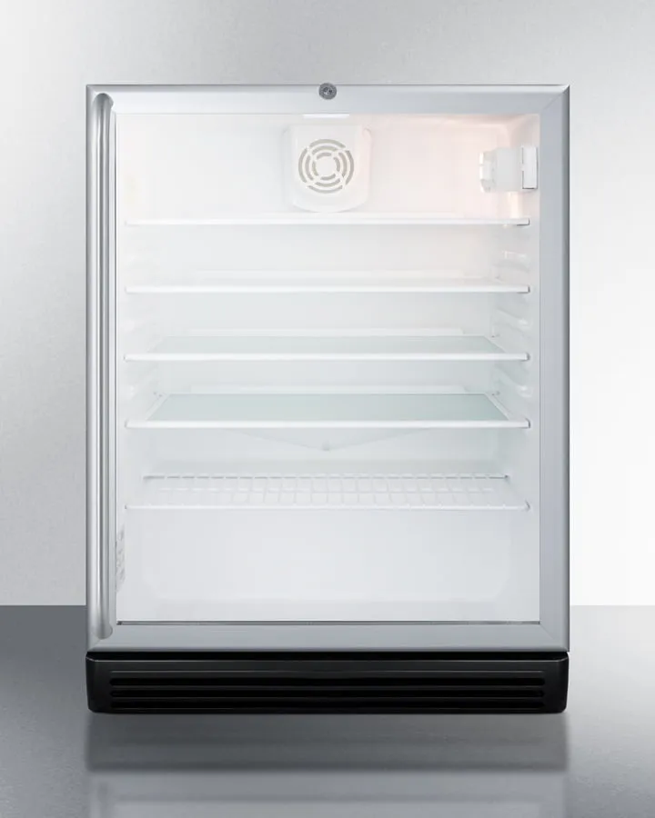 Summit SCR600BGLBISHADA Commercially Listed Ada Compliant Built-In Undercounter Beverage Center With Black Cabinet, Glass Door, Full-Length Towel Bar Handle, And Lock