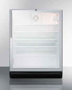 Summit SCR600BGLHVADA Commercially Listed Ada Compliant 5.5 Cu.Ft. Freestanding Beverage Center In A 24" Footprint, With Black Cabinet, Glass Door, Stainless Steel Handle, And Lock