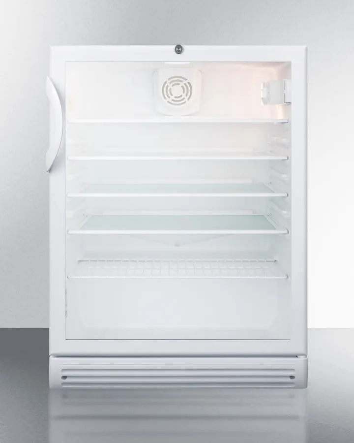 Summit SCR600GLBIADA Commercially Listed Ada Compliant Built-In Undercounter Beverage Center With White Cabinet, Glass Door, And Lock