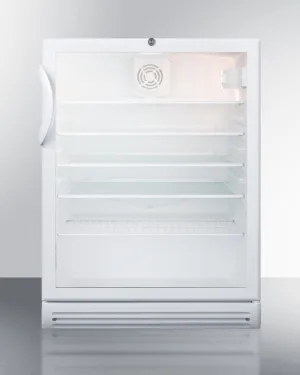 Summit SCR600GLBIADA Commercially Listed Ada Compliant Built-In Undercounter Beverage Center With White Cabinet, Glass Door, And Lock